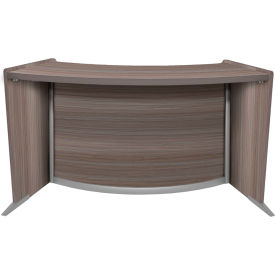 Curved ADA Compliant Reception Station, 62-1/2"W x 25"D x 33"H, Driftwood Gray