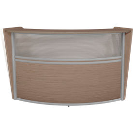 Marque Plexi Single Unit Reception Curved Desk Workstation, 72"W x 32"D x 45-1/2"H,Noble Oak