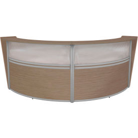 Regency Marque Plexi Double Unit Reception Desk Workstation, 124-1/2 x 49D x 45-1/2"H, Noble Oak