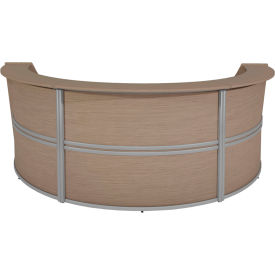 Triple Unit Reception Curved Desk Workstation, 143-1/2"W x 71"D x 45-1/2"H, Noble Oak