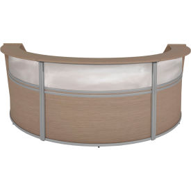 Marque Plexi Triple Unit Reception Desk Workstation, 143-1/2"W x 71"D x 45-1/2"H, Noble Oak