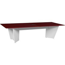 Conference Table with Power Data Grommet, 120"L x 48"W x 29"H, Mahogany/White
