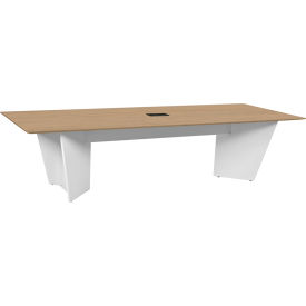 Array Conference Table with Power Data Grommet, 120"L x 48"W x 29"H, Noble Oak/White
