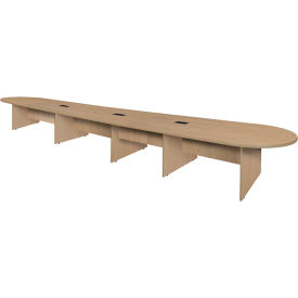 Legacy Racetrack Conference Table with 3 Charging Ports, 240"L x 52"W x 29"H, Noble Oak
