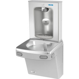 Single Drinking Fountain with Quasar Electronic Bottle Filler, Greystone