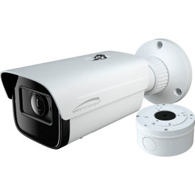 4MP H.265 IP Bullet Camera with IR & Junction Box, 2.8-12mm Motorized Lens, White Housing