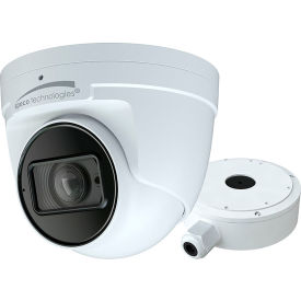 4MP H.265 IP Turret Camera with IR & Junction Box, 2.8-12mm Motorized Lens, White Housing