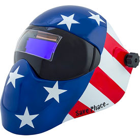 Auto-Darkening Welding Helmet, 9-13 Variable Shade, Patriot Graphic