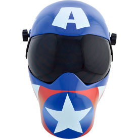 Passive Welding Helmet, 10 Fixed Shade, Clear Lens, Captain America Graphic