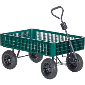 LSC Landscape Cart with Plastic Crate, 1000 lb. Capacity, 12-1/2" Rubber Pneumatic Wheels