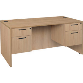 Legacy Office Desk with Double Pedestal Drawer Unit, 60"W x 30"D x 29"H, Noble Oak