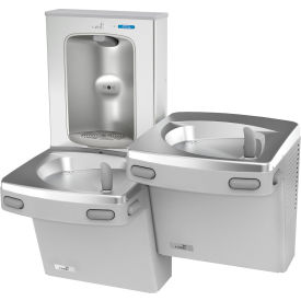 Bi-Level Drinking Fountain with Electronic Bottle Filler, Filtered, Greystone