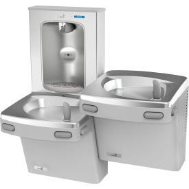 Bi-Level Drinking Fountain with Quasar Electronic Bottle Filler, Greystone