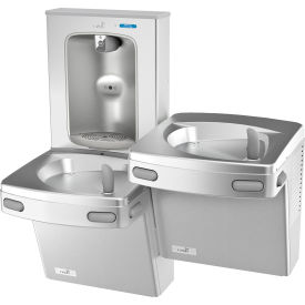 Bi-Level Drinking Fountain with Quasar Electronic Bottle Filler, Stainless Steel