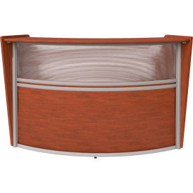 Marque Plexi Single Unit Reception Curved Desk Workstation, 72"W x 32"D x 45-1/2"H, Cherry