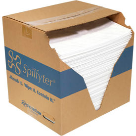 Oil Only Single-Ply Pad, Premium Weight, 16"W x 18"L, White, 100/Pack