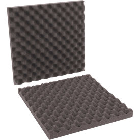 Convoluted Foam Sets, 16"W x 16"L x 2" Thick, Charcoal, 12/Pack