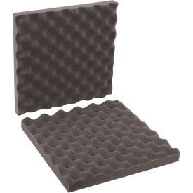 Convoluted Foam Sets, 12"W x 12"L x 2" Thick, Charcoal, 24/Pack
