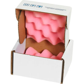 Anti Static Foam Shippers, 5"W x 5"L x 3"D, Pink/White, 24/Pack