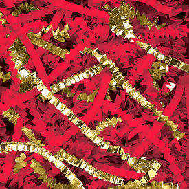 Crinkle Paper Shreds, 10 lbs., Gold/Red