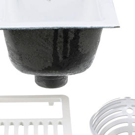 12" x 12" Square Floor Sink Body & Dome Strainer with Half Grate, Cast Iron