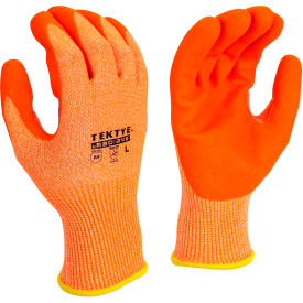 TEKTYE Cut Resistant Work Gloves, Nitrile Coated, ANSI A4, M, Hi-Vis Orange