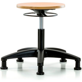 Desk Height Stool with Glides, Wood Seat, Brown