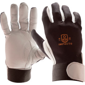 Impacto Pearl Leather Full Finger Anti-Vibration Gloves, XL/10, Black/White