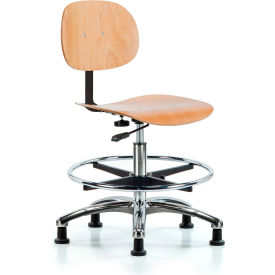 Medium Bench Height Chair w/ Footring, Low Back, 19" - 26-3/4"H Seat, Brown