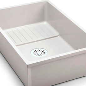 Floor Mount Mop Service Basin with PVC Drain Assembly, 36"L x 24"W x 10"H