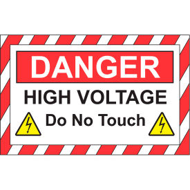 "High Voltage - Do not Touch" Text Sign, Window Mount, 10" x 7", Red