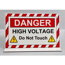 Zing EV Hybrid Projecting Sign, "High Voltage" Text, 11"W x 8"D x 6-1/2"H, Red/White
