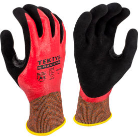 Cut Resistant Work Gloves, Foam Nitrile Coated, ANSI A4, M, Black/Red