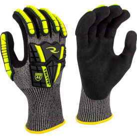 Cut Resistant Work Gloves, Foam Nitrile Coated, ANSI A6, L, Blk/Gray