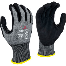 Cut Resistant Gloves, Sandy Foam Nitrile Coated, ANSI A9, L, Black
