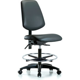 Medium Bench Height Chair w/ Footring, Mid Back, 21" - 28-1/4"H Seat, Black