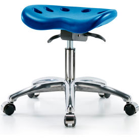 Tractor Sit-Stand Desk Height Stool with Casters, Polyurethane Seat, Blue