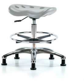 Tractor Sit-Stand Medium Bench Height Stool with Glides, PU Seat, Gray