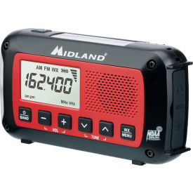 Emergency Crank NOAA Weather Radio, Analog, 7 Channels, 162.400-162.550 MHz, Red/Black