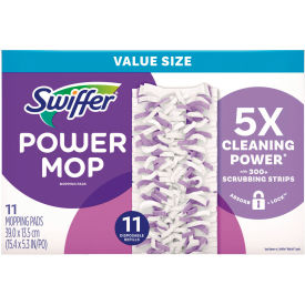 PowerMop Mopping Pads, 11-7/16" x 5-5/16", White/Purple, 11/Box, 2 Boxes/Case
