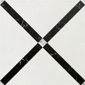 Self Adhesive Vinyl Floor Tile, 12" x 12", Marble Criss Cross, 20 Pack
