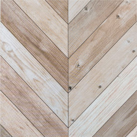 Retro Self Adhesive Vinyl Floor Tile, 12" x 12", Whitewash Chevron, 20 Pack