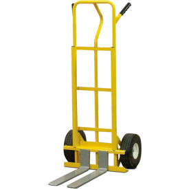 All-Terrain Hand Truck Cart with Adjustable Pallet Forks, Flat-Free Wheels, 600 lb. Capacity