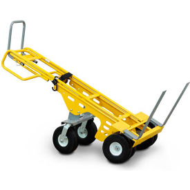 All-Terrain Hand Truck Cart with Adj. Pallet Forks, Flat-Free Wheels, 1200 lb. Cap.