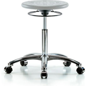 Cleanroom Stool with Casters, Medium Bench Height, Gray
