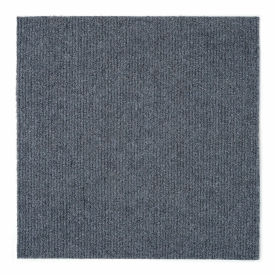 Self Adhesive Carpet Floor Tile, Solid, 19-11/16"L x 19-11/16"W x 1/8"H, Smoke, 12 Pack