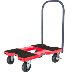Extreme-Duty E-Track Push Cart Dolly, 6" Casters, 1600 lb. Capacity, Red