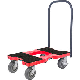 Super-Duty E-Track Push Cart Dolly, 6" Casters, 1800 lb. Capacity, Red