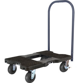 Extreme-Duty E-Track Push Cart Dolly, 6" Casters, 1600 lb. Capacity, Black