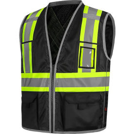 Class 1 Hype-Lite Safety Vest with X Back, 4XL/5XL, Black